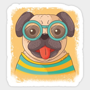 Cute dog wearing glasses Sticker